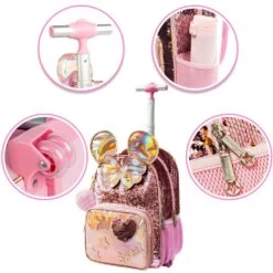 Sac à Dos à Roulettes Fille à Paillettes Avec Trousse Et Sac à Bandoulière Assortis 10 Sac à Dos à Roulettes Fille à Paillettes Avec Trousse Et Sac à Bandoulière Assortis -Bagage Soldes 0 1cc321