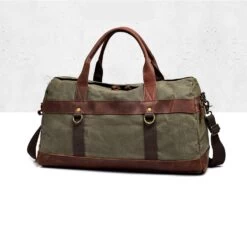 Sac De Voyage En Toile Cirée Verte Fourre Tout Imperméable De Style Militaire Vintage Pour Hommes -Bagage Soldes 0 2666db