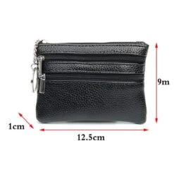 Mini Portefeuille à Double Fermeture éclair Multifonctionnel En Simili Cuir De Couleur Noire -Bagage Soldes 0aa8c68f 4960 443d 96d5 84b20b655f1d