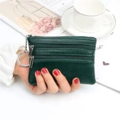 Mini Portefeuille à Double Fermeture éclair Multifonctionnel En Simili Cuir De Couleur Verte -Bagage Soldes 12343a26 93b8 41f1 a101 4afd79a4f8f1