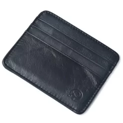 Portefeuille Rétro En Cuir Véritable De Couleur Noire Avec 7 Fentes Pour Cartes