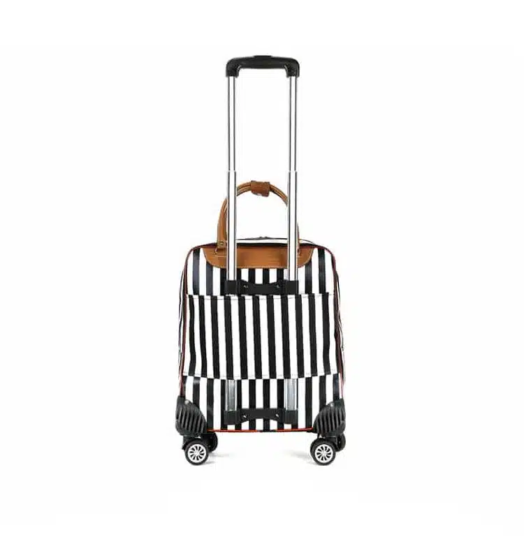 Sac De Voyage à Roulettes Pour Femme Noir Et Blanc à Rayures 2 Sac De Voyage à Roulettes Pour Femme Noir Et Blanc à Rayures – Image 2