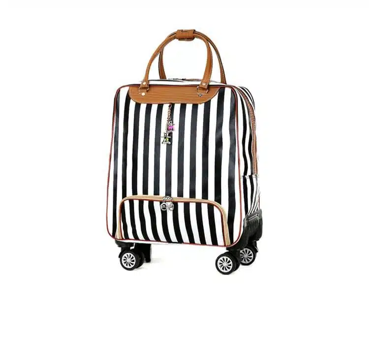 Sac De Voyage à Roulettes Pour Femme Noir Et Blanc à Rayures 3 Sac De Voyage à Roulettes Pour Femme Noir Et Blanc à Rayures – Image 3