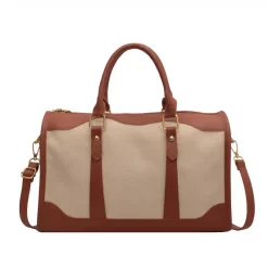 Sac De Voyage De Grande Capacité En Tissu Et Simili Cuir Marron Imperméable Pour Femme De Style Vintage -Bagage Soldes 571e22f1 a3d4 40ce 887c 541a054fdef2