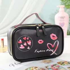 Petit Sac De Voyage Girly De Toilette Et Maquillage Pour Femme -Bagage Soldes FUDEAM sac main en cuir avec fermeture clair pour femmes sac cosm tiques Portable multifonction rangement 4