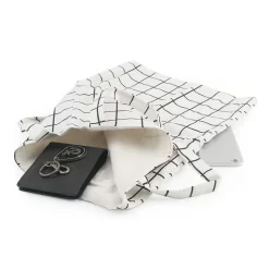 Sac En Toile Doublé à Motifs Grande Capacité Style Tote Bag écologique -Bagage Soldes Sac fourre tout en toile pour femmes sac de Shopping cologique utilisation quotidienne sac main pliable 2