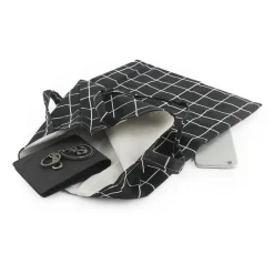 Sac En Toile Doublé à Motifs Grande Capacité Style Tote Bag écologique -Bagage Soldes Sac fourre tout en toile pour femmes sac de Shopping cologique utilisation quotidienne sac main pliable 4