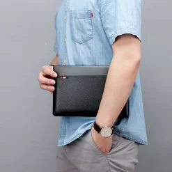 Pochette Souple Et élégante Pour Homme En Simili Cuir -Bagage Soldes Sac main en cuir PU souple pour hommes pochette de Style Business sac de taille l 2