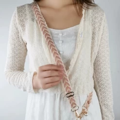 Bandoulière Téléphone Blanche En Nylon Avec Motifs Roses -Bagage Soldes bandouliere telephone blanche nylon motifs roses 04