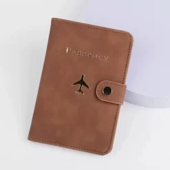 Étui Passeport En Cuir Doux Motif Avion Doré