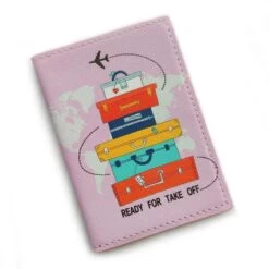 Étui Passeport Rose Avec Motif Voyage