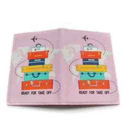 Étui Passeport Rose Avec Motif Voyage -Bagage Soldes etui passeport rose motif voyage3