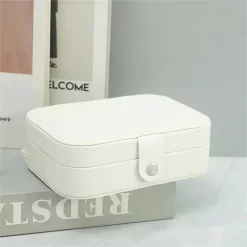 Pochette Bijoux Blanche Et Portable En Simili Cuir