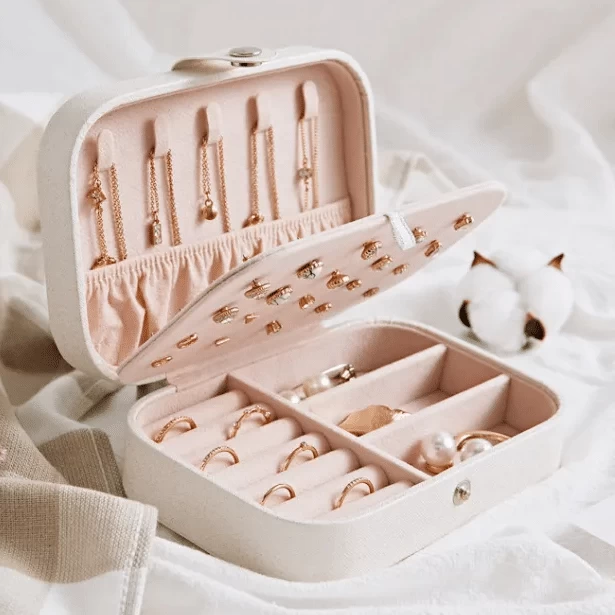 Bagage Soldes -Bagage Soldes pochette bijoux blanche portable simili cuir 02