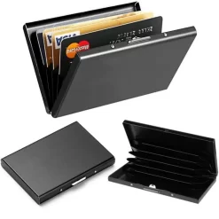 Porte Carte Homme Noir Et Épuré En Aluminium -Bagage Soldes porte carte homme noir epure aluminium 02