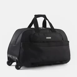 Valise Souple Noire De Grande Capacité Avec Roulettes